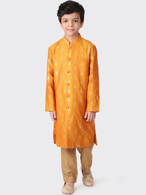 fabindia-kids-mustard-yellow-&-beige-printed-full-sleeves-kurta-set