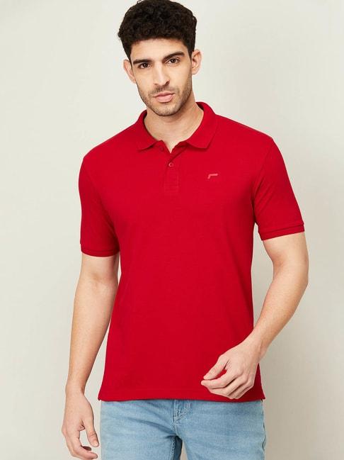 Fame Forever by Lifestyle Red Regular Fit Polo T-Shirt