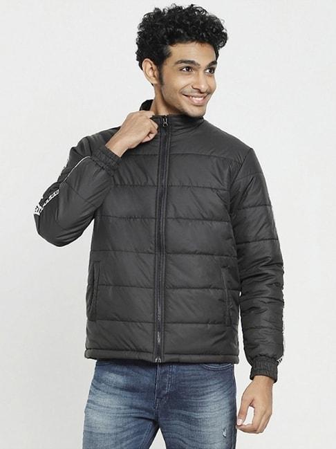 bewakoof-black-regular-fit-quilted-jackets