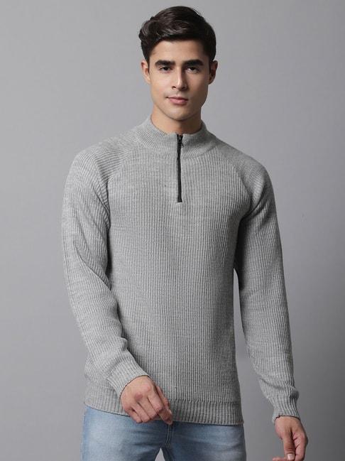 Cantabil Light Grey Regular Fit Sweater