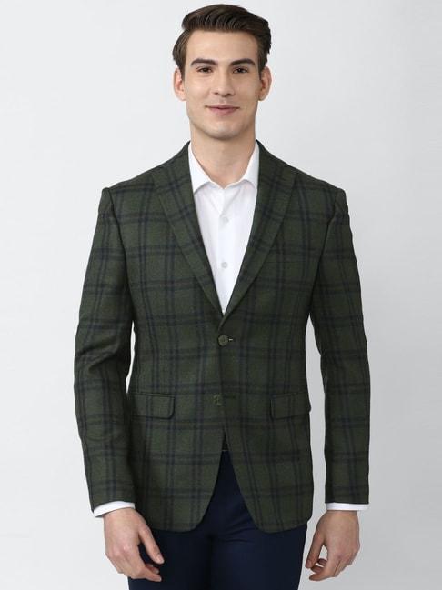 peter-england-green-slim-fit-checks-blazers