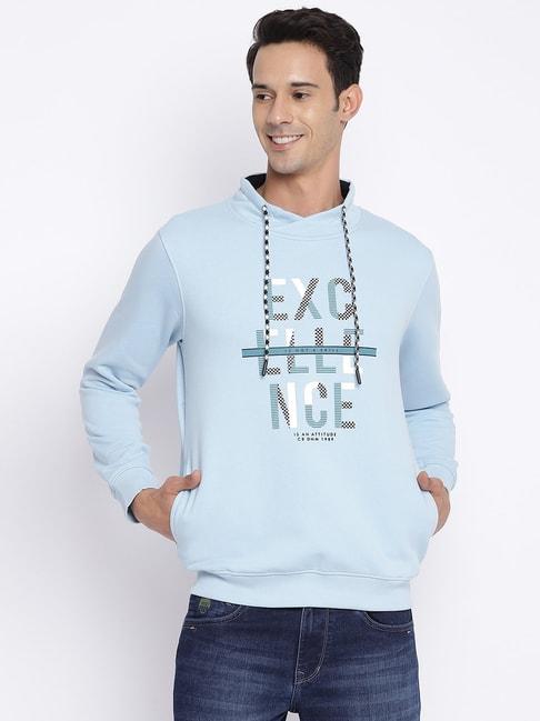 Cantabil Sky Blue Regular Fit Printed Sweatshirt