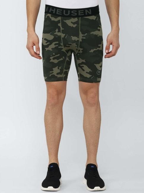 Van Heusen Flex Green Regular Fit Camouflage Shorts