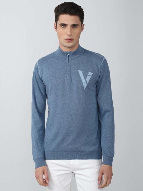 Van Heusen Denim Labs Blue Regular Fit Printed Sweaters