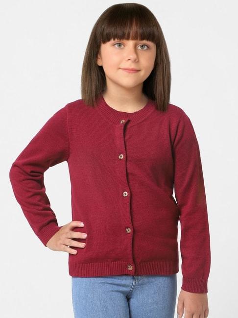KIDS ONLY Maroon Cotton Regular Fit Full Sleeves Sweater