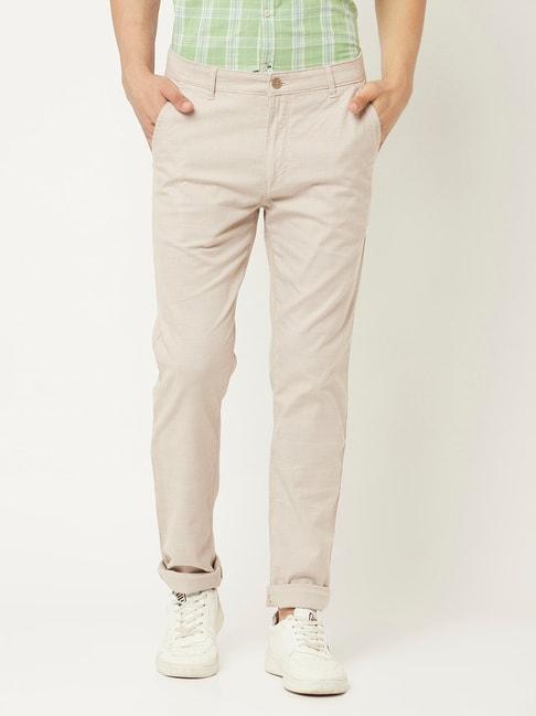 crimsoune-club-beige-slim-fit-flat-front-trousers