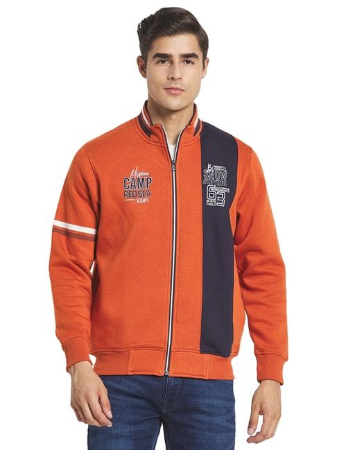 monte-carlo-orange-regular-fit-self-pattern-sweatshirt