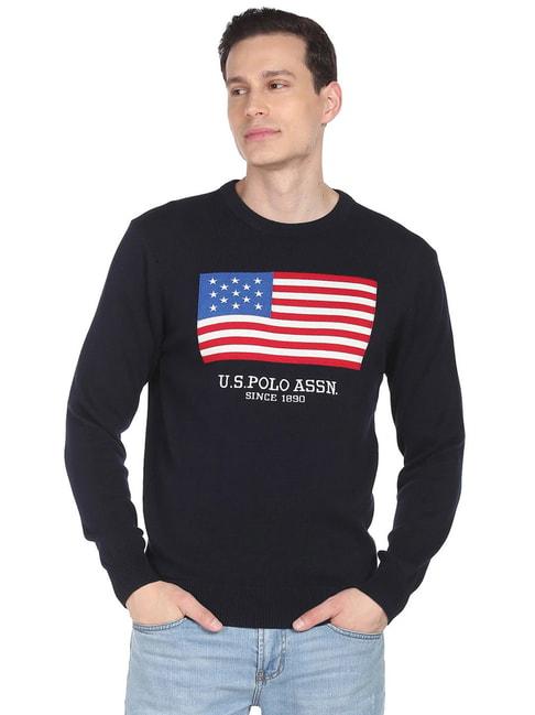 u.s.-polo-assn.-navy-cotton-regular-fit-printed-sweaters