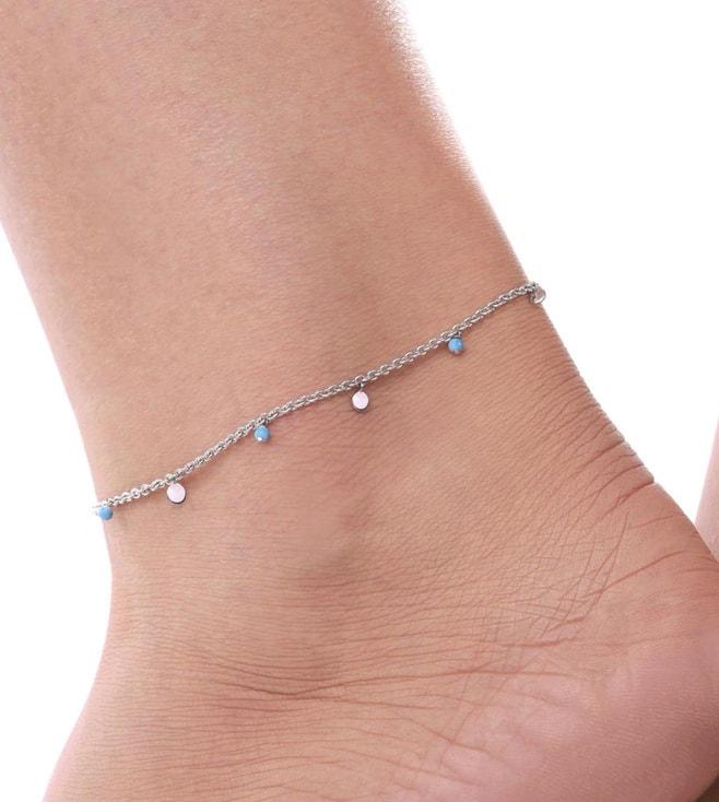 Kaj Fine Jewellery Turquoise Bead Chain Anklet In 14kt White Gold