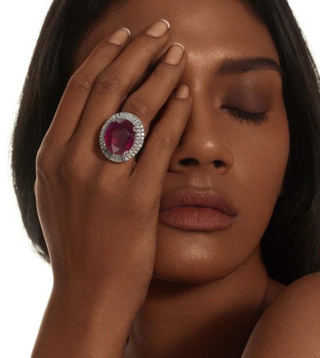 Kaj Fine Jewellery Ruby and Diamond Cocktail Ring in 18KT White Gold