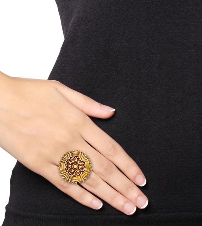 Ahilya Jewels 92.5 Sterling Silver Amrapali Gold Plated Silver Ring