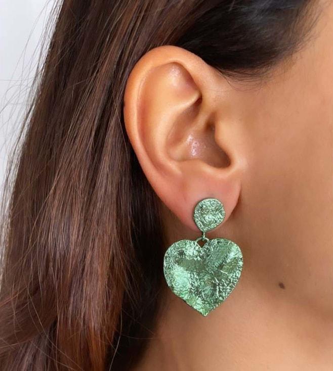 MNSH Mini Crushed Heart Green Earrings