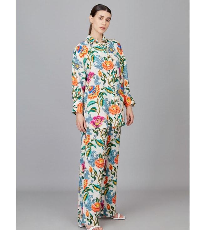 Camessi Collections Multicolored The Essential Oversized Linen Floral Lounge Lounge Shirt with Pant