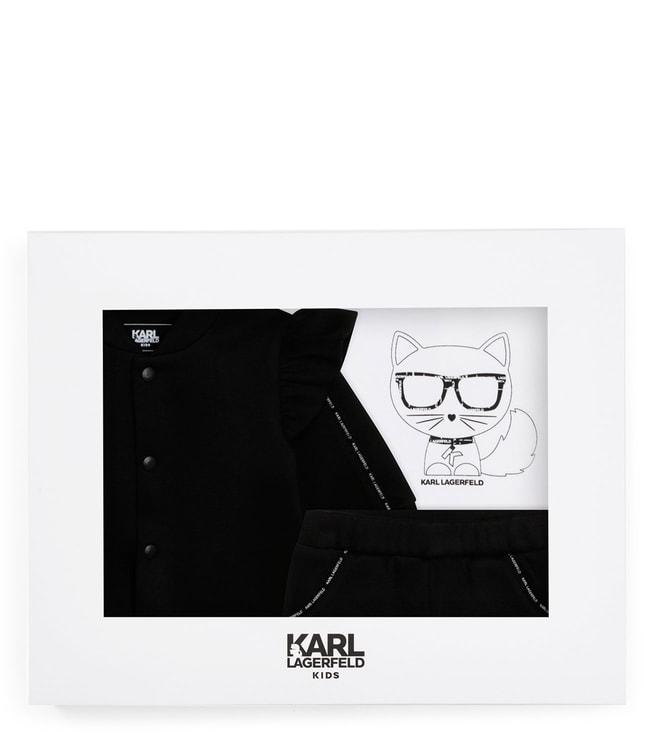 Karl Lagerfeld Kids Black Logo Regular Fit T-Shirt, Cardigan & Joggers Set
