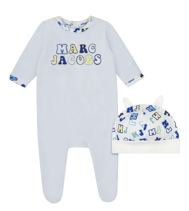 Marc Jacobs Kids Pale Blue Logo Regular Fit Rompers & Hat Set