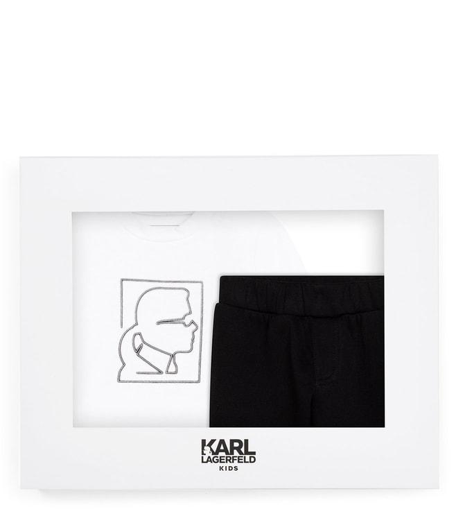 Karl Lagerfeld Kids White & Black Logo Regular Fit T-Shirt & Joggers Set
