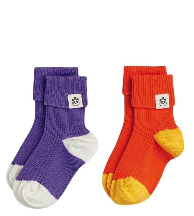 Mini Rodini Kids Orange Baby Socks - 2 Pack (3-6 Month)