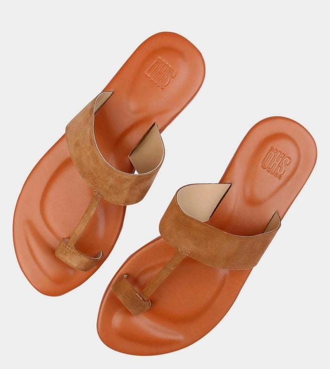 SKO Brown Suede One Toe Sandals