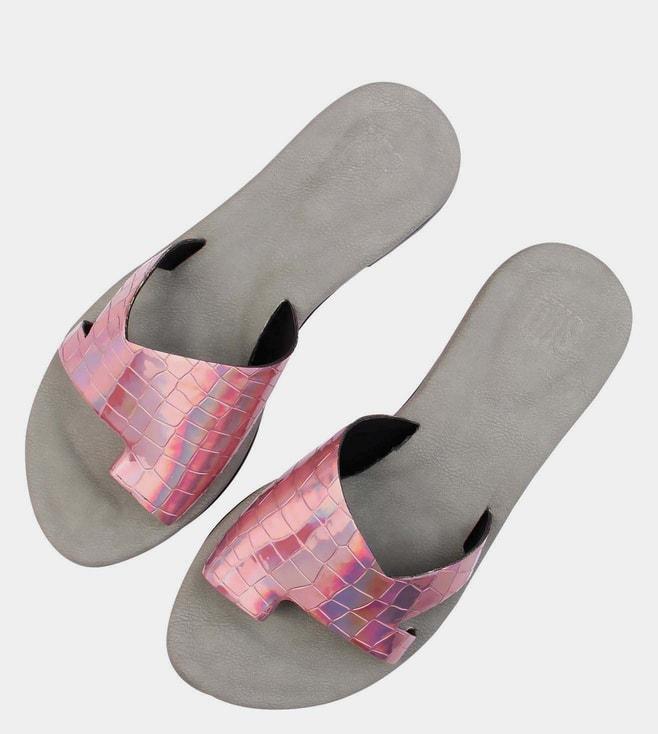 SKO Pink Iridescent Assymentrical Sandals