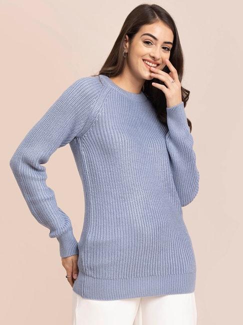 fablestreet-blue-regular-fit-sweater