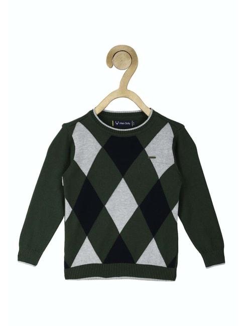 Allen Solly Junior Green & Grey Printed Full Sleeves Sweater