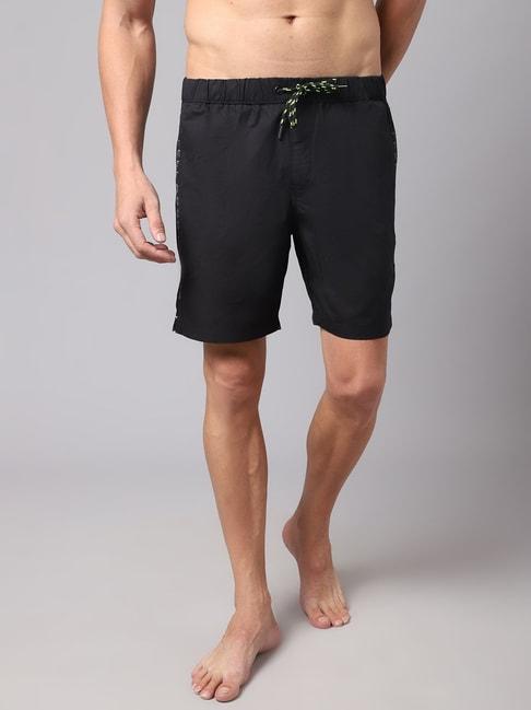 Cantabil Black Cotton Regular Fit Bermuda Shorts