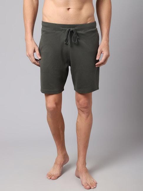 Cantabil Olive Cotton Regular Fit Bermuda Shorts
