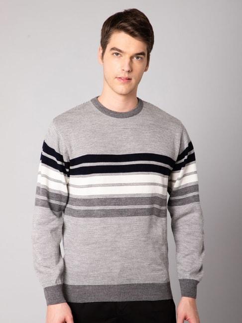 cantabil-grey-regular-fit-striped-sweater
