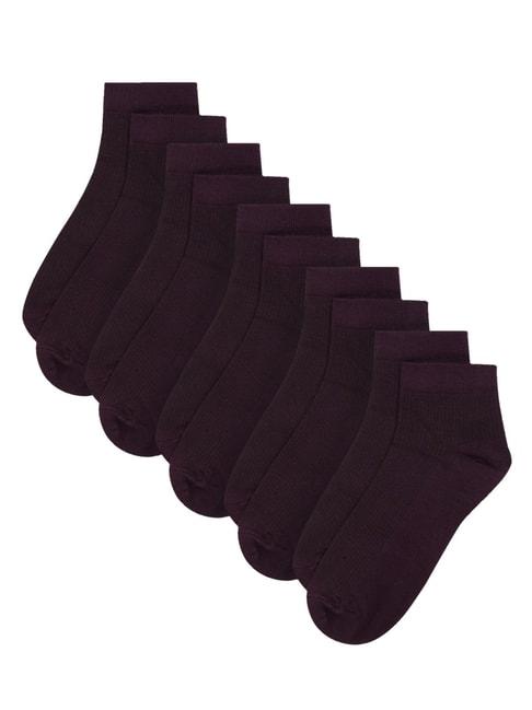 Cantabil Burgundy Cotton Regular Fit Striped Socks