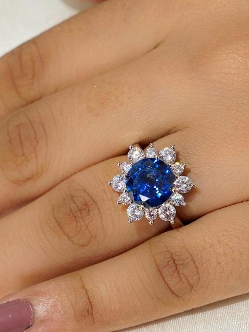 925-silver-3.5-ct-blue-sapphire-and-american-diamond-floral-design-ring-for-women-&-girls