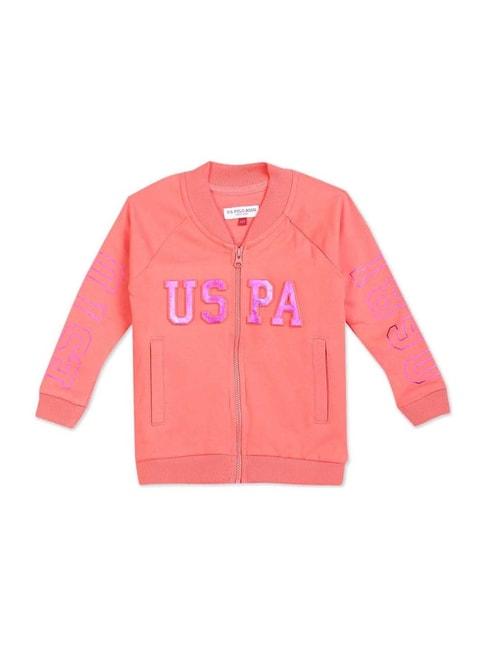 U.S. Polo Assn. Kids Pink Cotton Logo Full Sleeves Sweatshirt