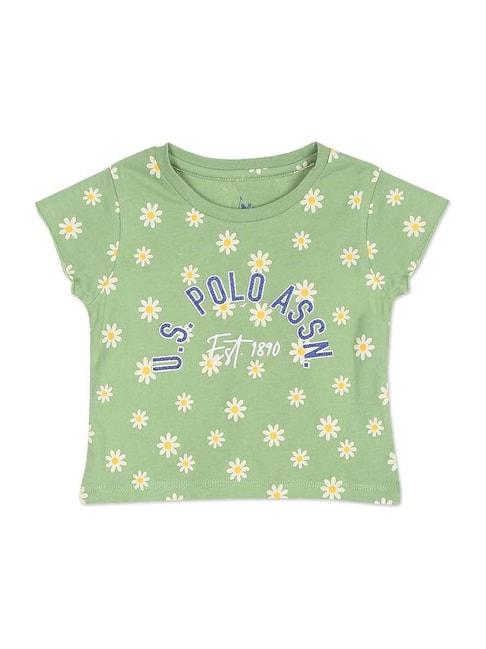 U.S. Polo Assn. Kids Green Cotton Floral Print T-Shirt
