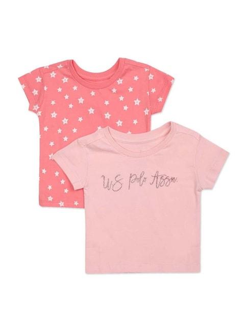 U.S. Polo Assn. Kids Pink Cotton Printed T-Shirt (Pack of 2)