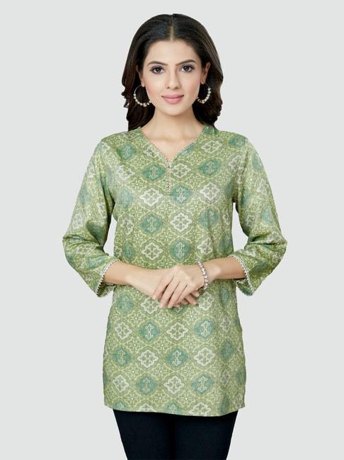 Saree Swarg Green Printed Tunic