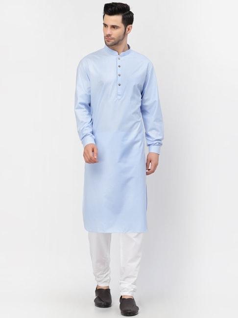 mohanlal-sons-sky-blue-regular-fit-kurta-with-churidar-set