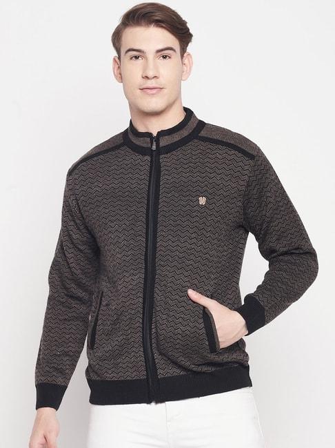 Duke Black Regular Fit Self Pattern Sweater