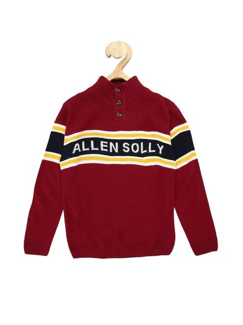 Allen Solly Kids Maroon Printed Full Sleeves Sweater