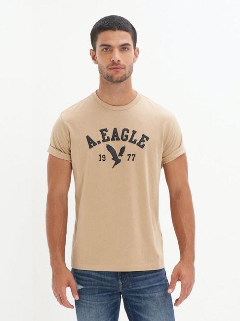 American Eagle Outfitters Beige Cotton Regular Fit Printed T-Shirts