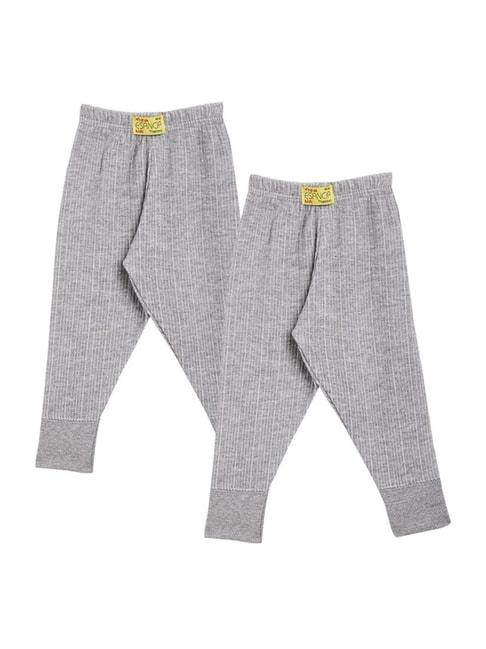 Neva Kids Melange Grey Striped Thermal Pants (Pack of 2)
