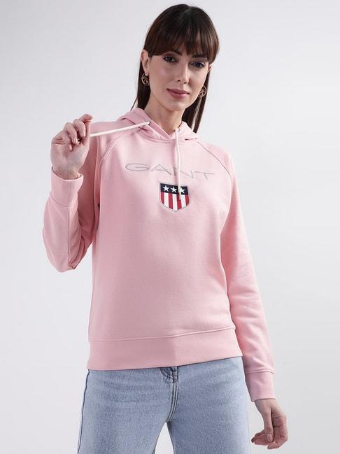 gant-light-pink-cotton-logo-hoodie