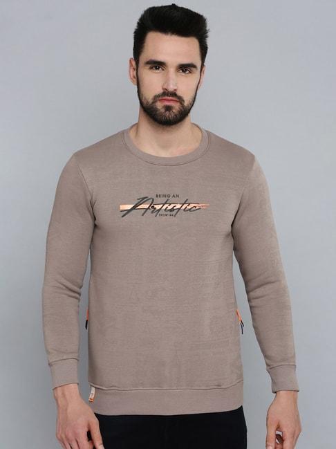showoff-taupe-regular-fit-printed-sweatshirt