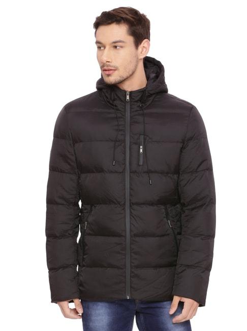 basics-black-comfort-fit-hooded-jacket