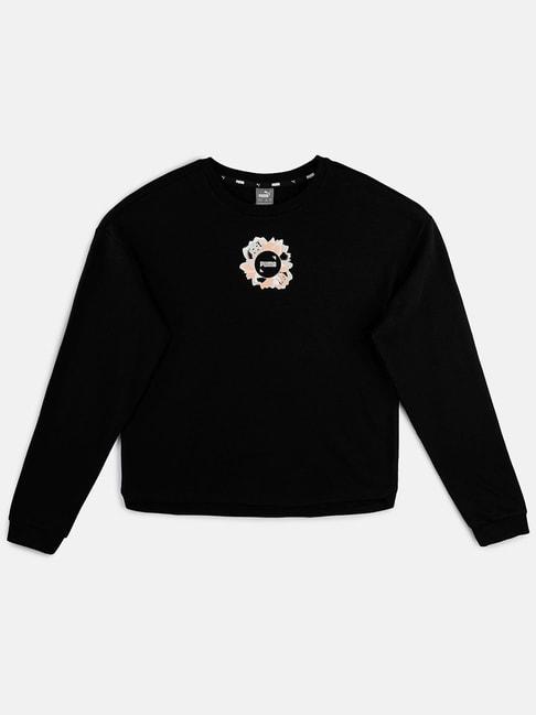 Puma Kids Alpha Black Cotton Applique Full Sleeves Sweatshirt