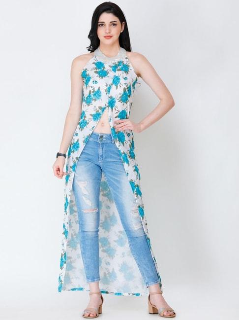 Cation White Floral Print Sleeveless Tunic