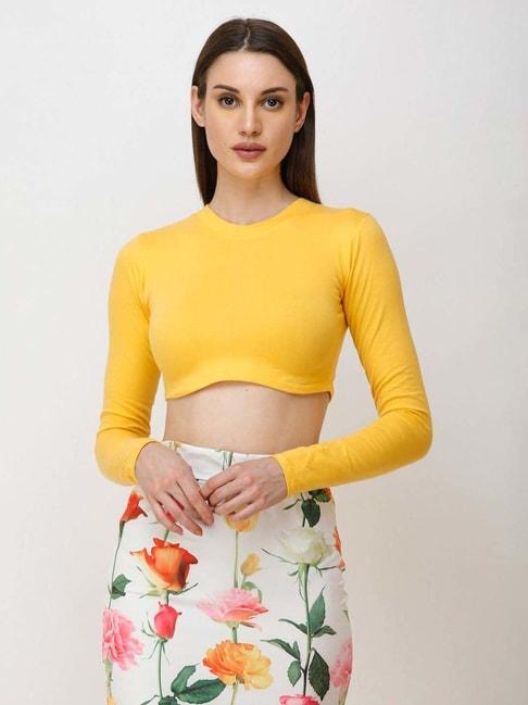 cation-yellow-full-sleeves-crop-top