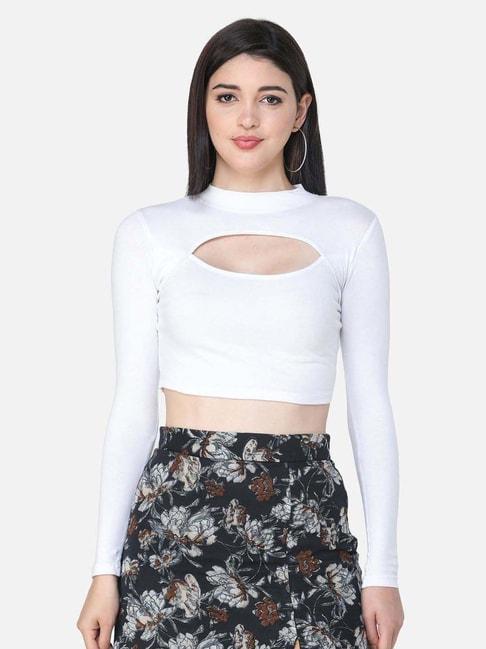 cation-white-keyhole-neck-crop-top