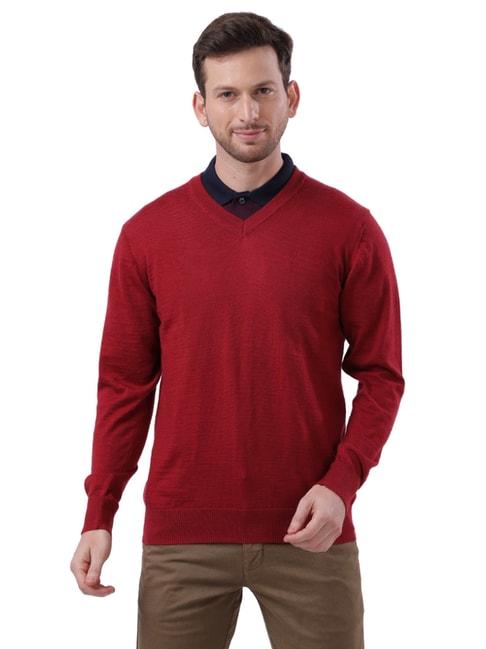 raymond-maroon-regular-fit-sweater