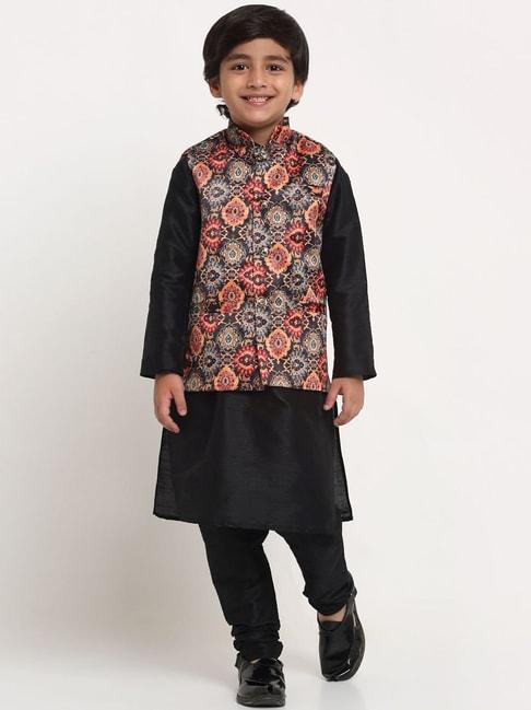 benstoke-kids-black-&-brown-printed-full-sleeves-kurta-set