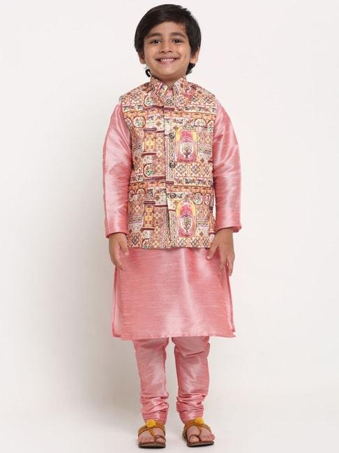 Benstoke Kids Pink Printed Full Sleeves Kurta Set