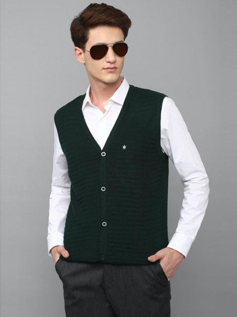 Louis Philippe Green Cotton Regular Fit Sweater